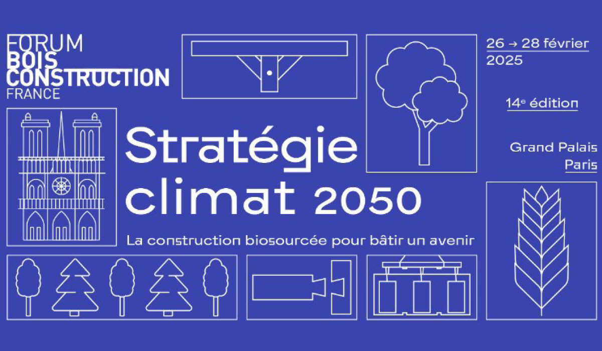 Affiche du Forum international Bois Construction 2025 au Grand Palais